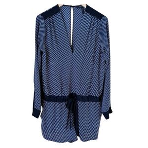 BCBGMAXAZRIA Francis Geometric Black & White Romper Roll Tab Sleeves Size M